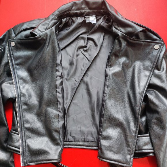 H&M Divided Moto style jacket black vegan leather women's size S - Picture 2 of 7